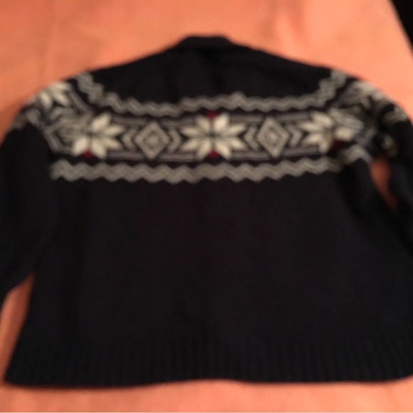 daniel hechter wool blend navy blue with  snow flakes man’s sweater, XXL - Picture 3 of 4